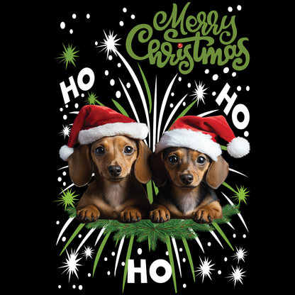 Dachshund double Christmas fun - unisex t-shirt