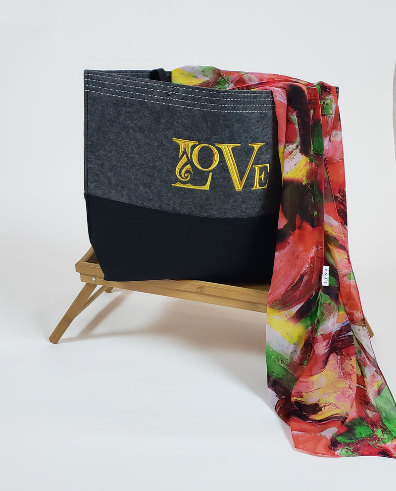Big Felt Tote bag with embroidery LOVE