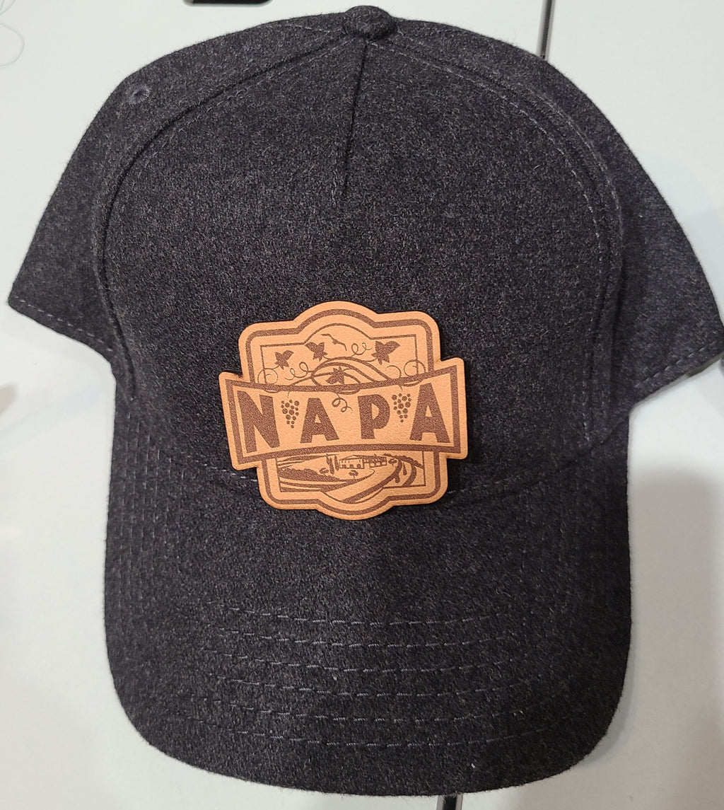 5 Panel low profile Baseball Wool Cap with NAPA leather patch