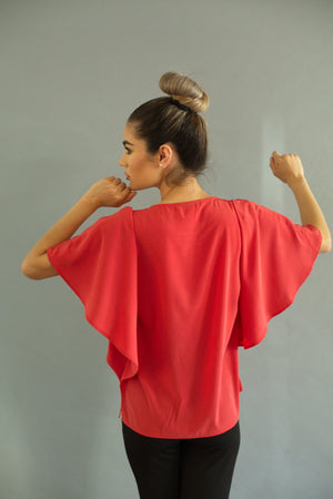 CORAL BUTTERFLY BLOUSE