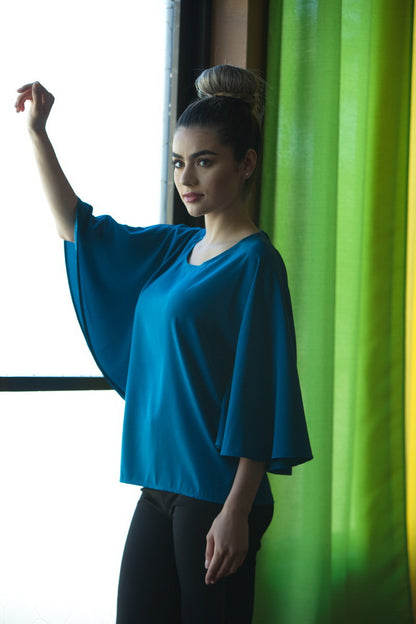 TURQUOISE BUTTERFLY BLOUSE