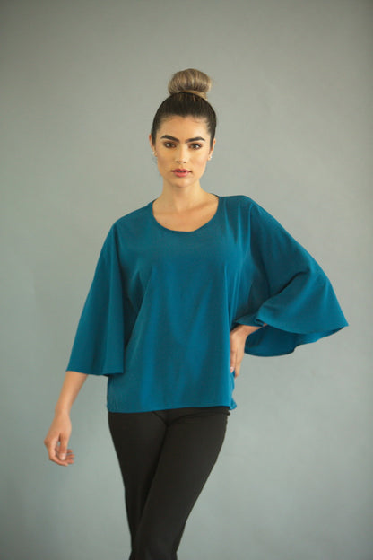 TURQUOISE BUTTERFLY BLOUSE