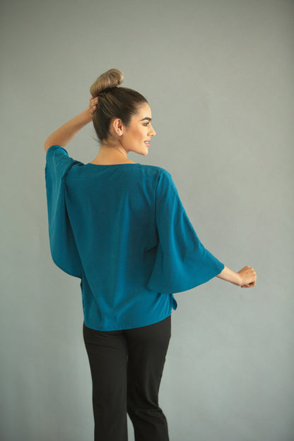 TURQUOISE BUTTERFLY BLOUSE