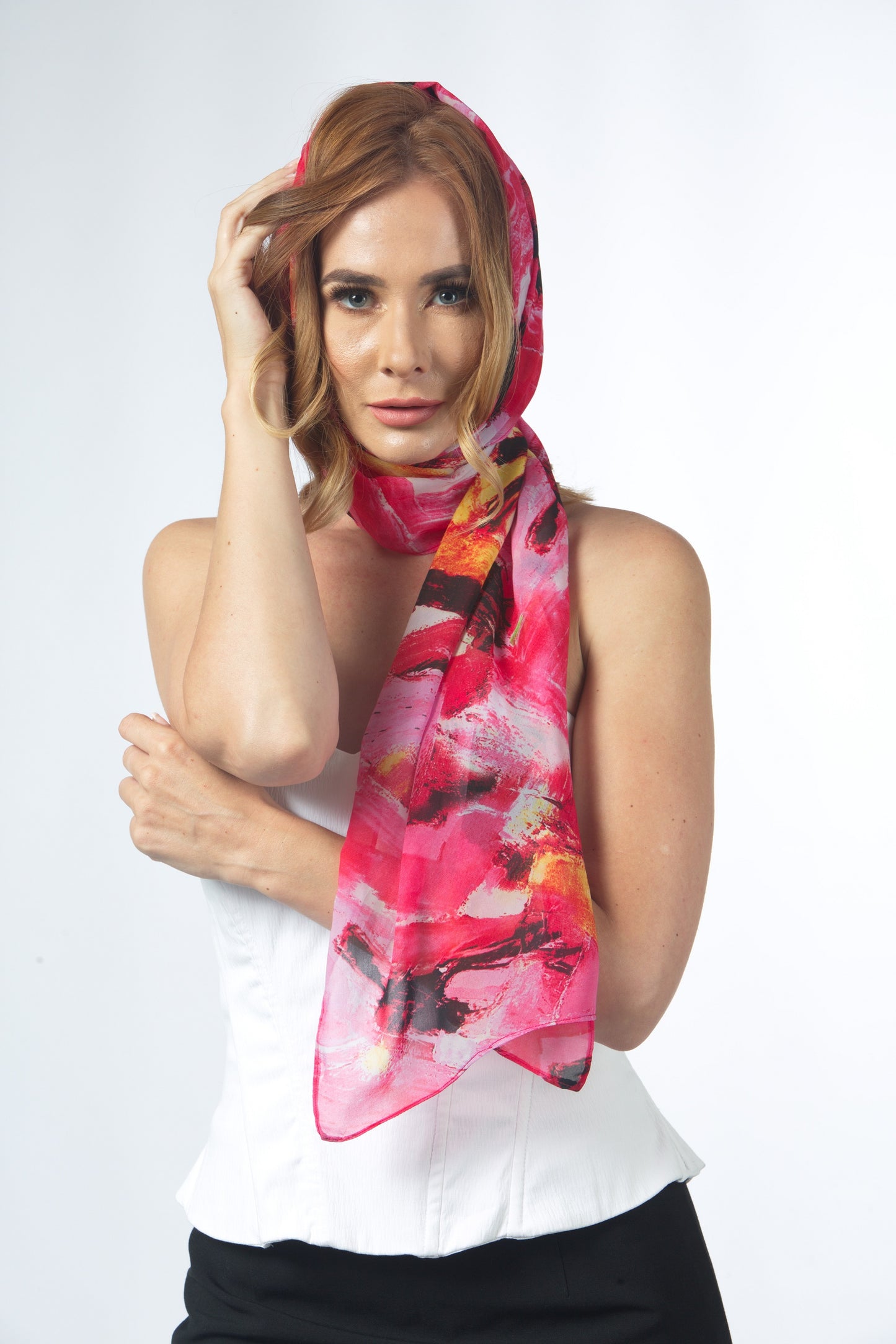 Italian Medium Pink Polyester Scarf